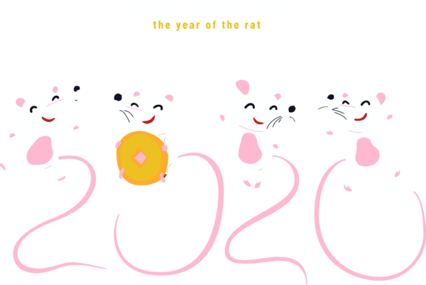 New Year 2020 Pink Text Heart For Happy Fireworks PNG Image