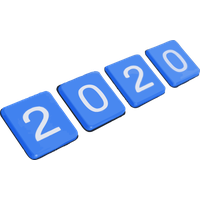 New Year 2020 Text Electric Blue Font For Happy Fireworks