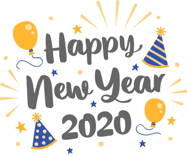 New Year 2020 Text Font Celebrating For Happy Goals PNG Image