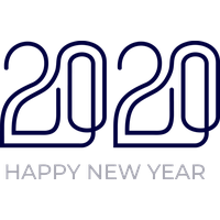 New Years 2020 Text Font Line For Happy Year Colors
