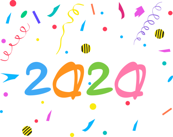 New Year Text Font Line For Happy 2020 Greeting Cards PNG Image