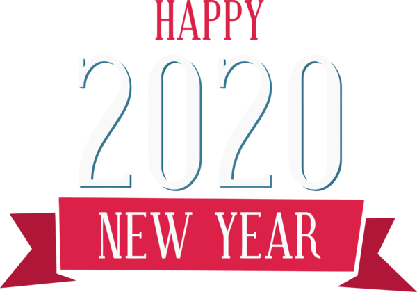 New Year 2020 Text Font Line For Happy Ecards PNG Image