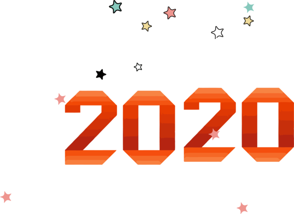 New Year Text Font Line For Happy 2020 Greeting Cards PNG Image