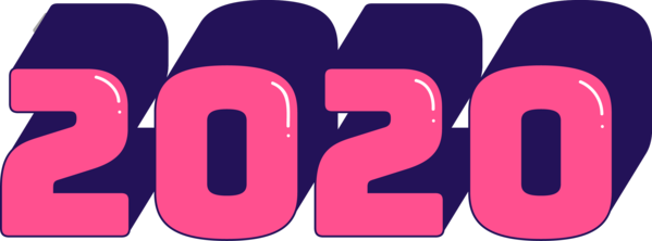 New Year 2020 Text Font Pink For Happy Holiday PNG Image