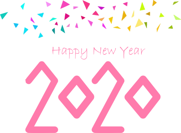 New Year Text Font Pink For Happy 2020 Day 2020 PNG Image