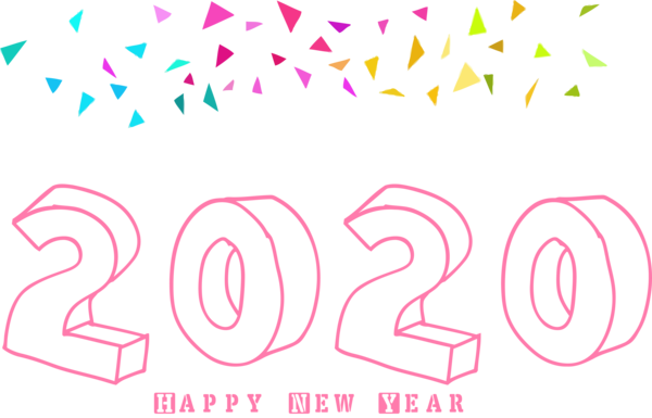 New Year Text Font Pink For Happy 2020 Carol PNG Image