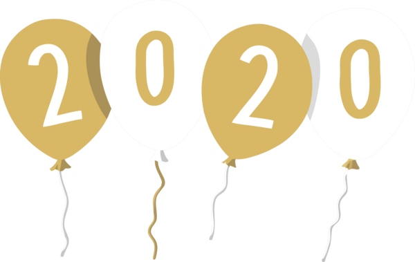 New Year Text Font Yellow For Happy 2020 Day 2020 PNG Image