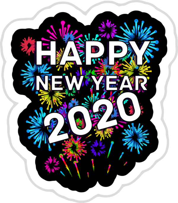 New Year Text Heart Sticker For Happy 2020 Games PNG Image