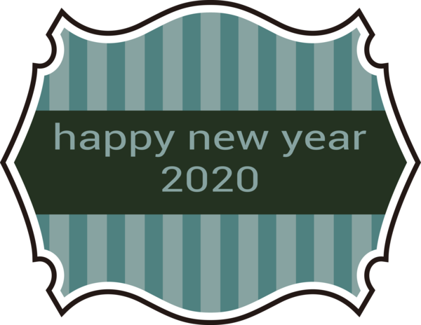 New Year Text Label Line For Happy 2020 Gifts PNG Image