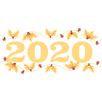 New Year 2020 Text Line Font For Happy Quote
