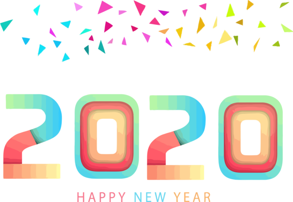 New Year Text Line Font For Happy 2020 Activities PNG Image