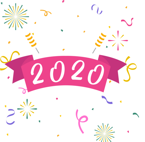 New Year 2020 Text Line Font For Happy Festival PNG Image