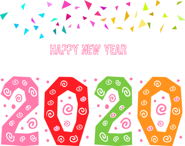 New Year Text Pink Font For Happy 2020 Day 2020 PNG Image
