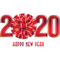 New Year 2020 Text Red Font For Happy Greeting Cards