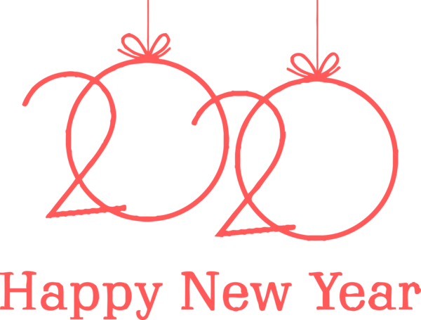 New Years 2020 Text Red Font For Happy Year Decoration PNG Image