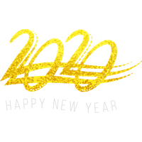 Happy New Year 2020 Text Yellow Font For Holiday