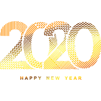 New Years 2020 Text Yellow Line For Happy Year Activities