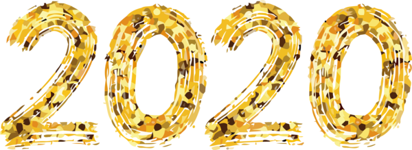 New Year 2020 Yellow Body Jewelry Font For Happy Fireworks PNG Image