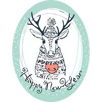 New Year Deer Line Art Oval For Happy Wishes Transparent PNG Image
