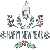 New Year Logo Font Plant For Happy Day 2020