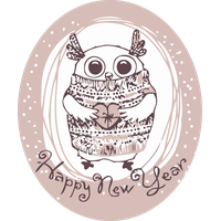 New Year Owl Bird Of Prey Circle For Happy Destinations