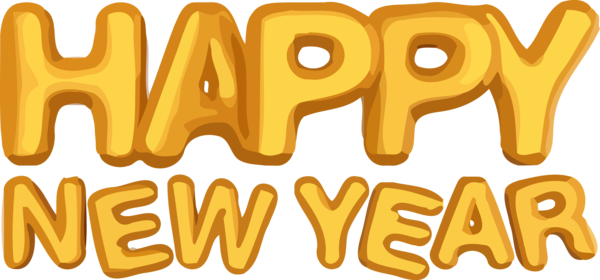 New Year Text Yellow Font For Happy Eve PNG Image