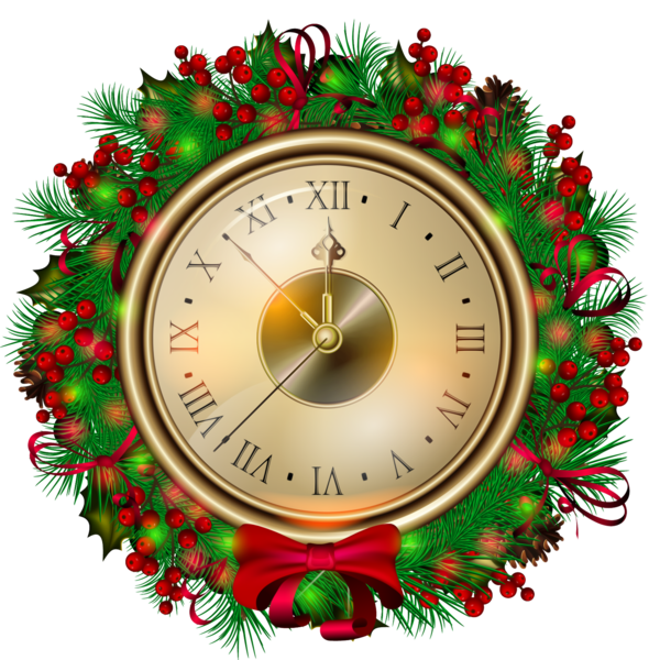 Santa Claus Christmas Clock Decor For Colors PNG Image