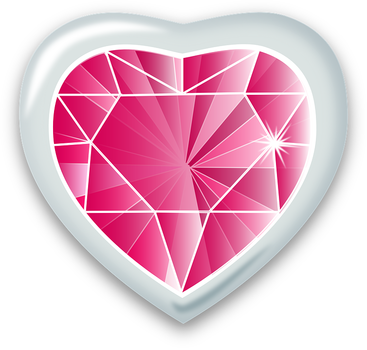 Pink Diamond Heart Transparent Image PNG Image