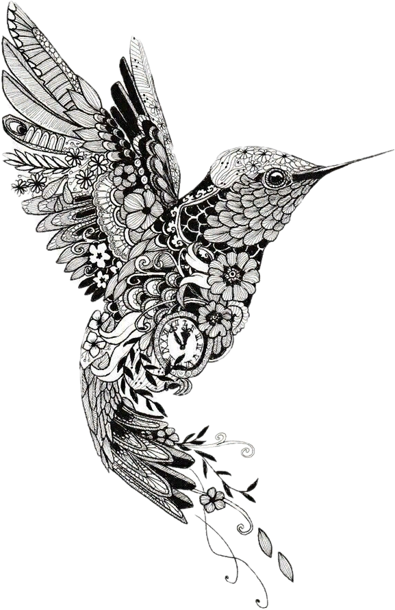 Download Tattoo Henna Mehndi Mandala Bird Hummingbird HQ PNG Image