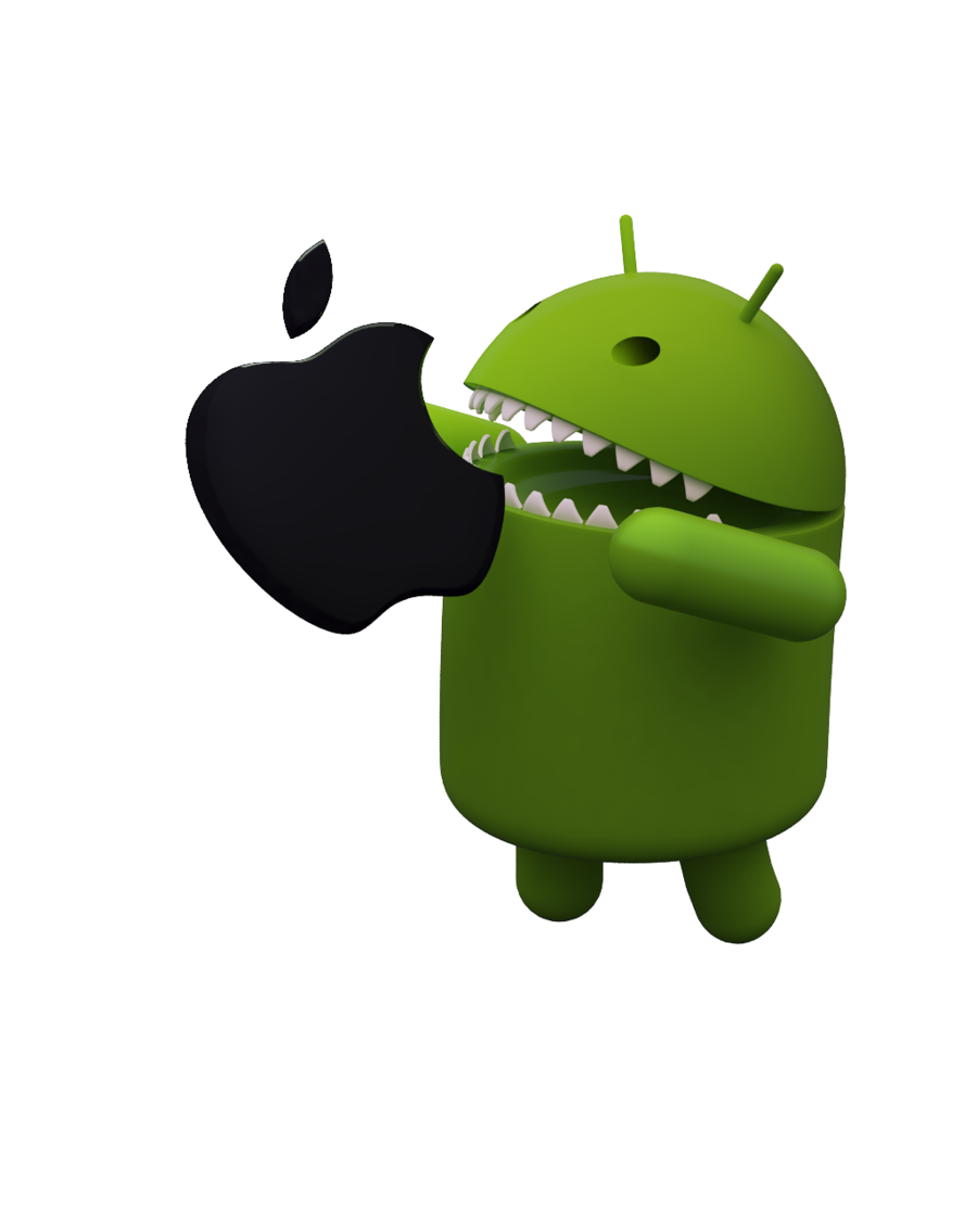 Download 3D Apple Logo Eating Android Robot Wallpaper | Wallpapers.com