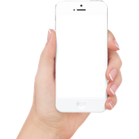 White Iphone in hand PNG