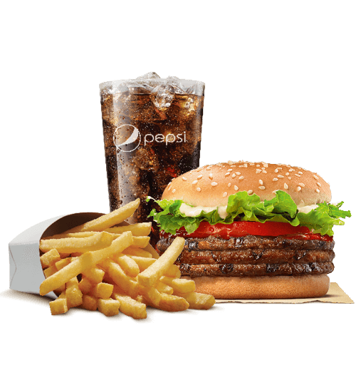 King Whopper Hamburger Cheeseburger Fries French Burger PNG Image