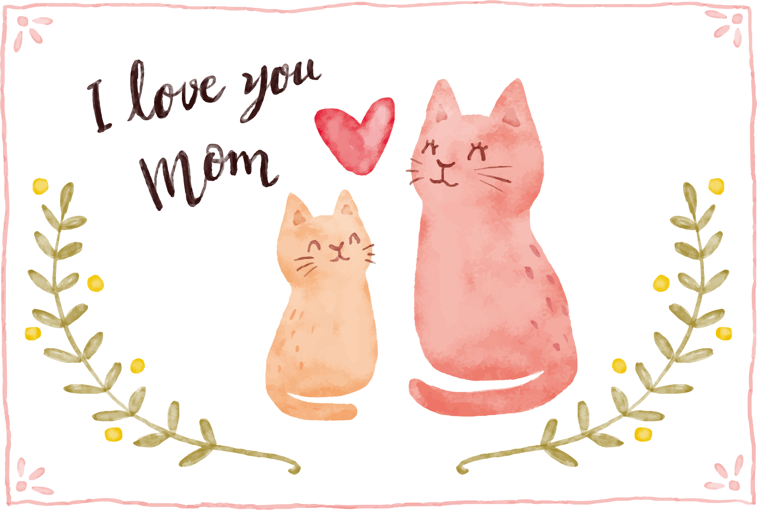 Pink Heart Mother Vecteur Cat Download Free Image PNG Image