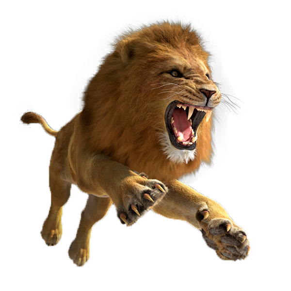 Computer Simulator Escape Hunter Leaping Tiger Lion PNG Image