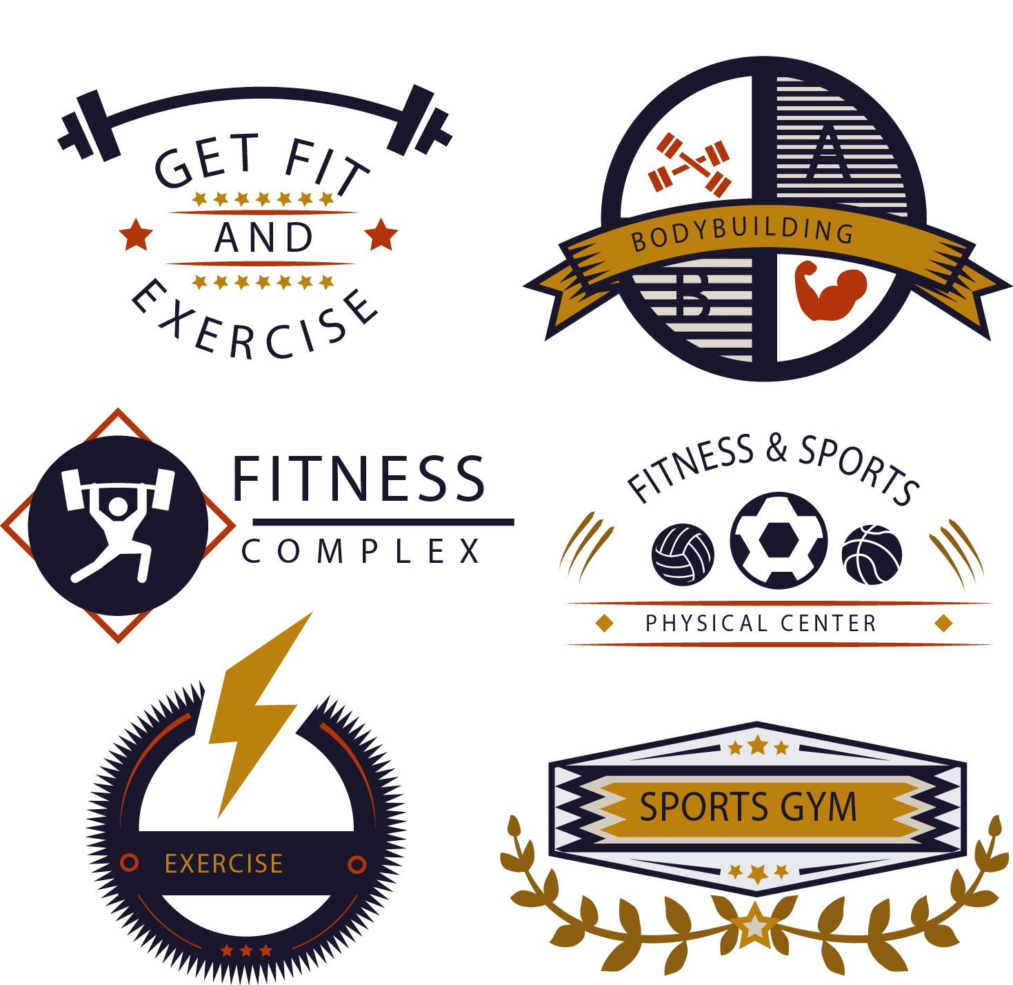 Centre Gym Golds Vector Fitness Logo Icon PNG Image