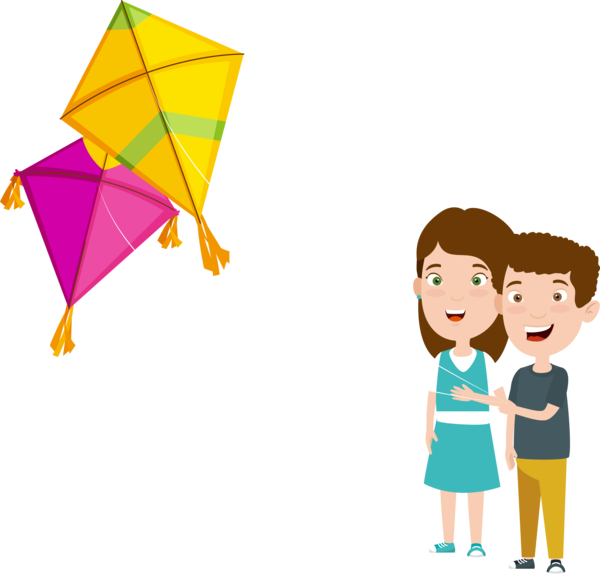 Makar Sankranti Kite Cartoon Line For Happy Day PNG Image