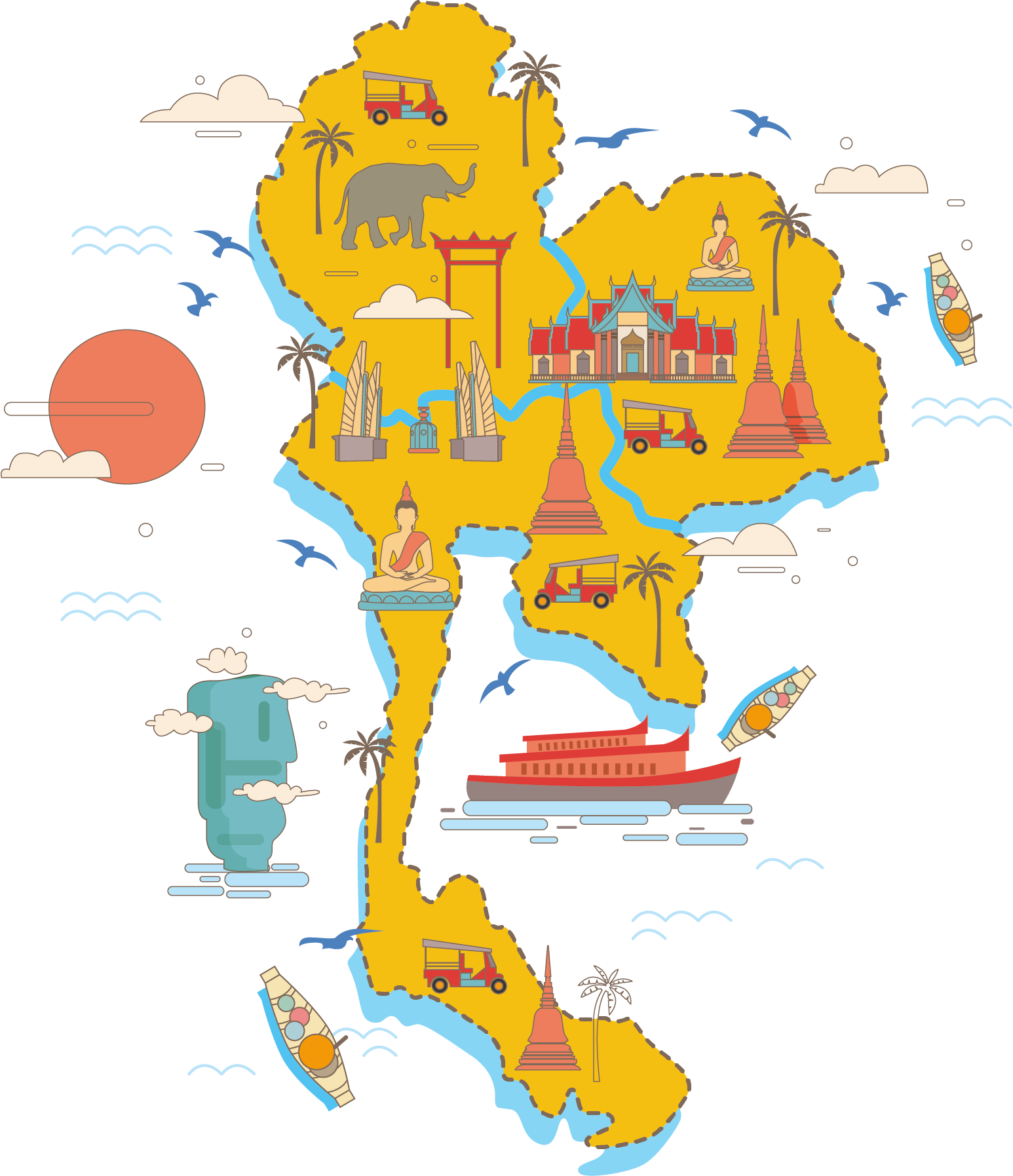 thailand map cartoon