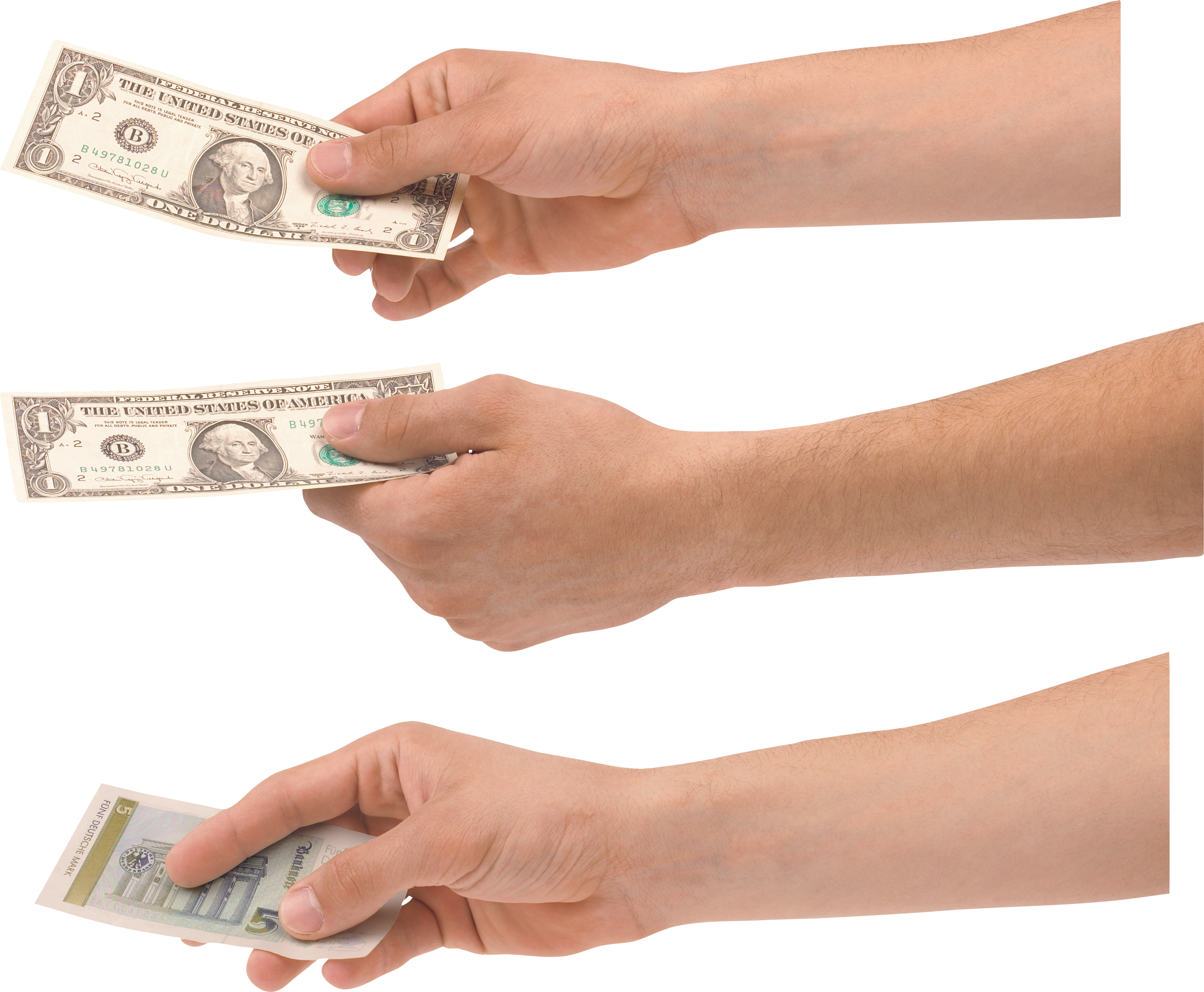 Photos Dollars Male Holding Hand PNG Image