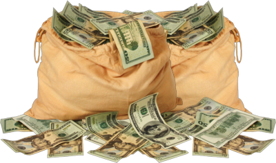Money bag with pile coins and bills cash on transparent background PNG -  Similar PNG