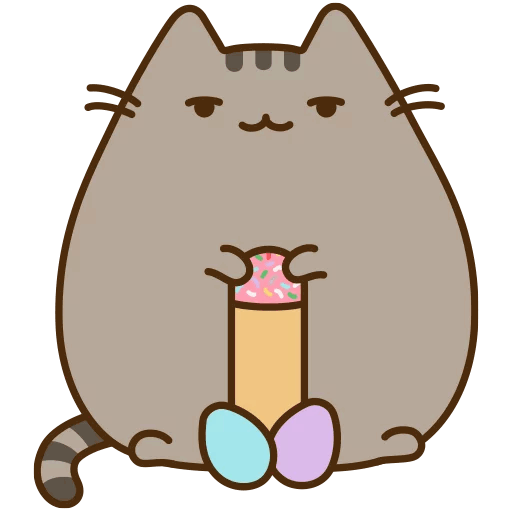 Medium Sticker Pusheen Whiskers Cat Sized To PNG Image