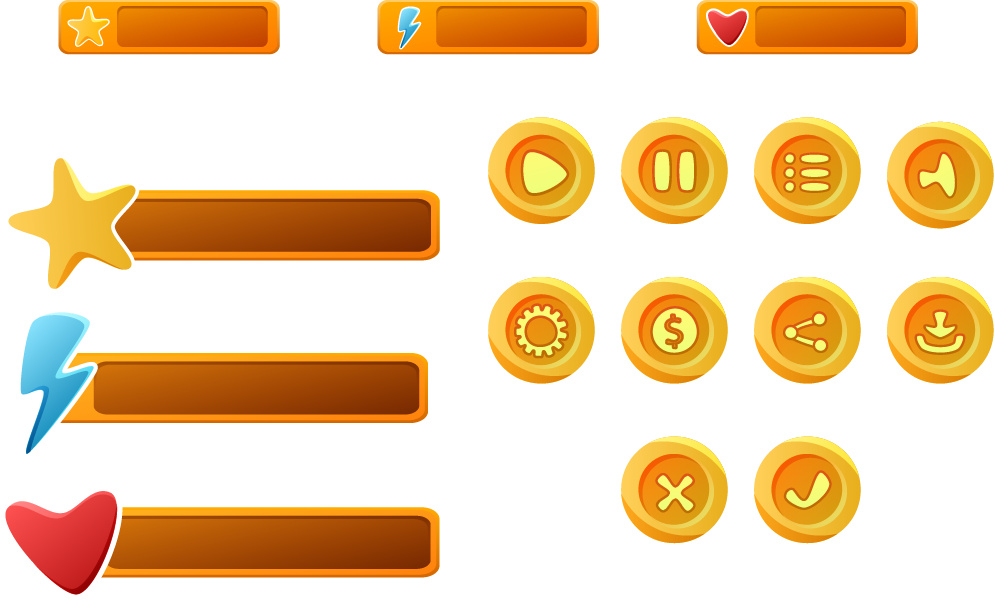 Mobile Text Button Yellow Game User Interface PNG Image