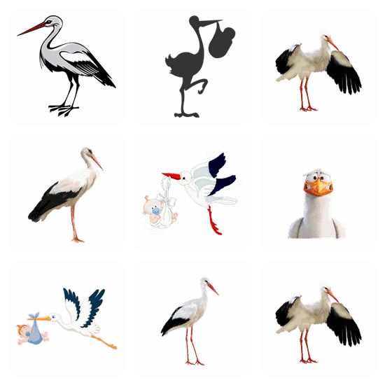 Stork PNG pack preview