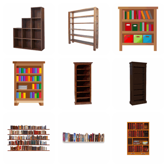 Bookshelf Bookcase PNG pack preview