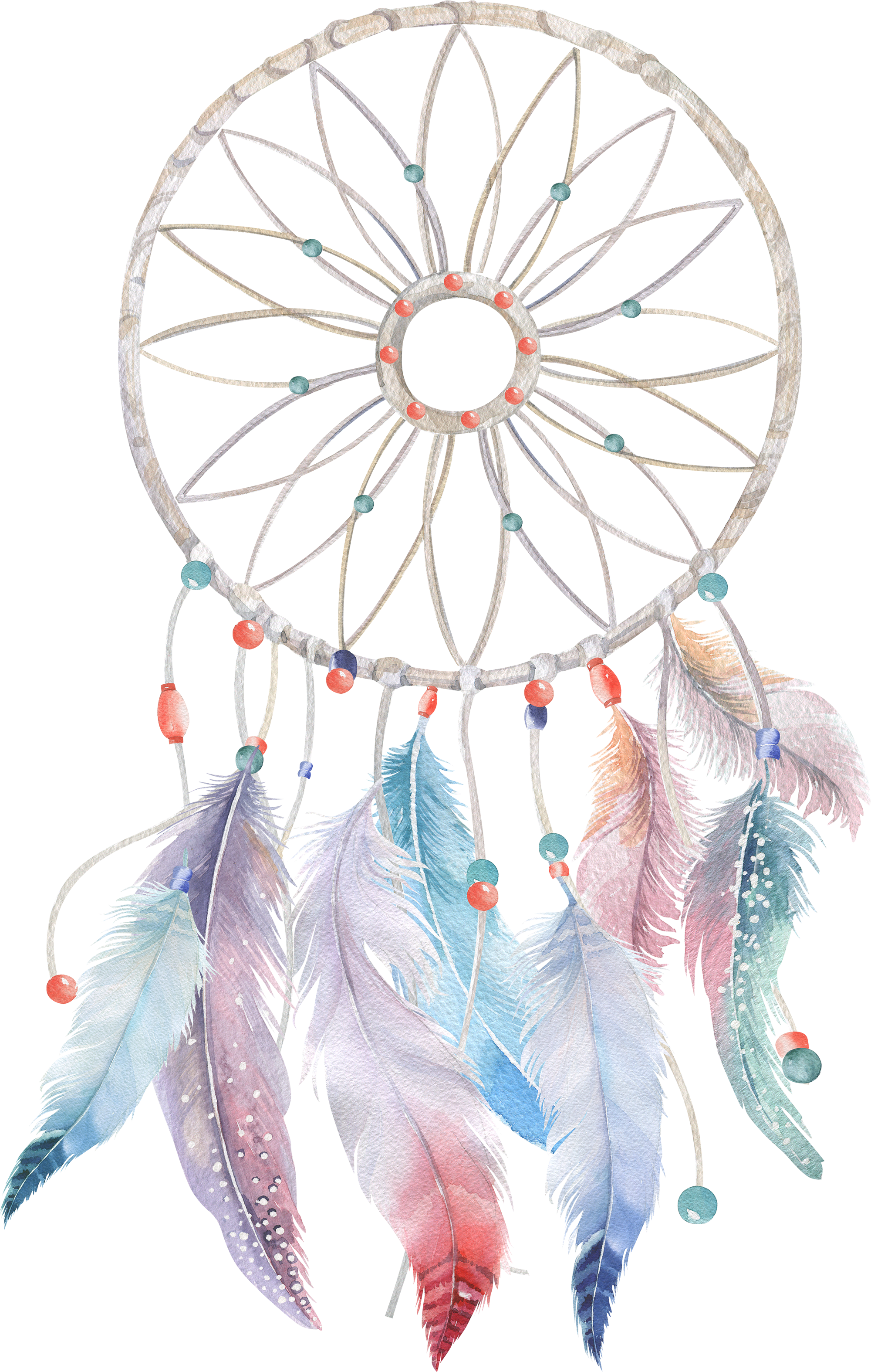 Download Watercolor Feather Boho-Chic Painting Dreamcatcher Free ...