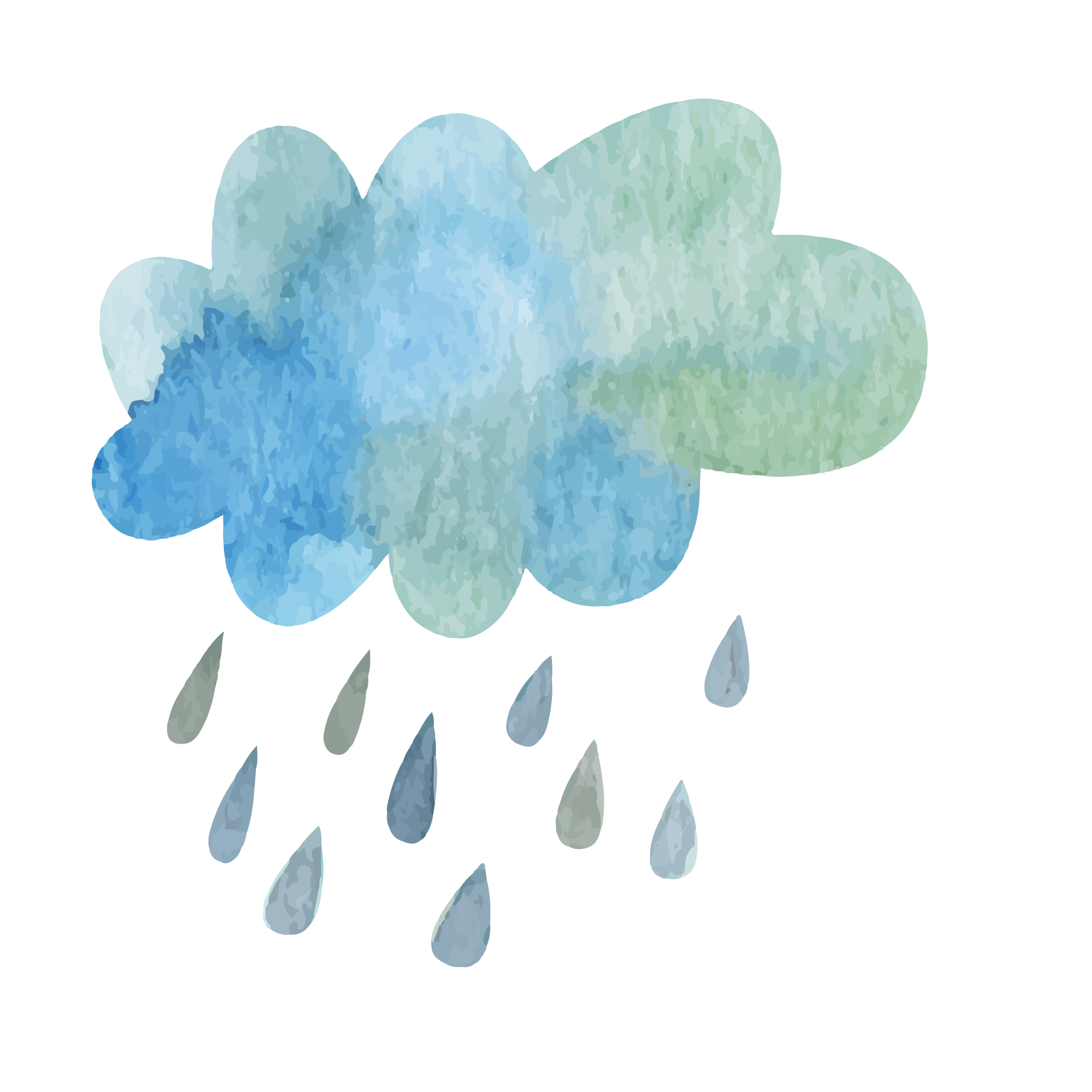 Blue Petal Cartoon Rain Thunderstorm Free Download Image PNG Image