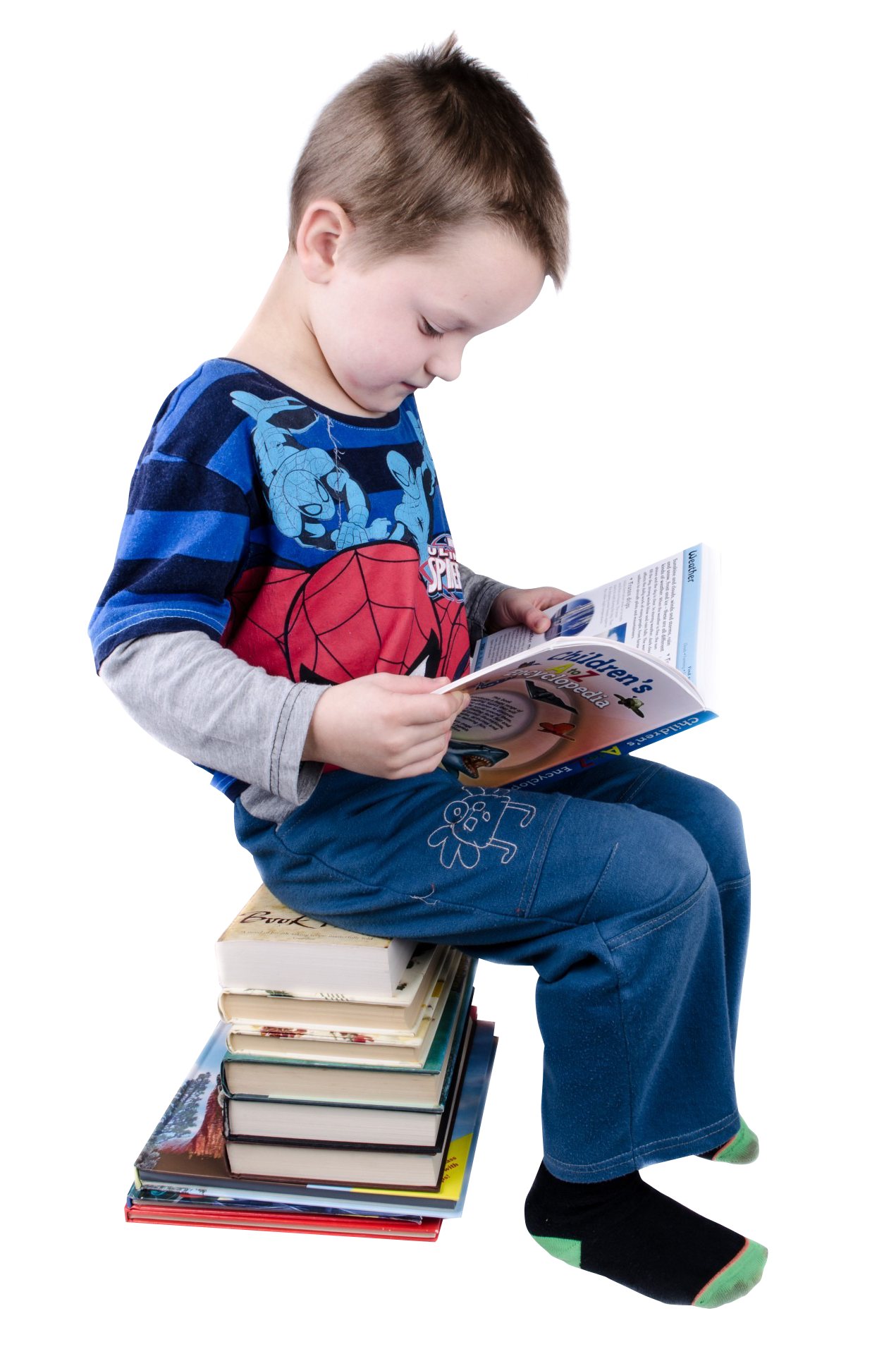 Boy Reading Book Sitting Free HD Image PNG Image