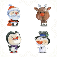 Snowman Painted Claus Noxebl Watercolor Reindeer Santa