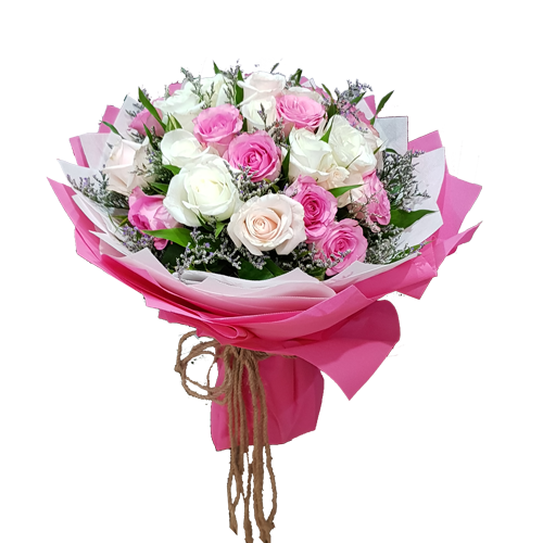 Pink Spring Flower Bunch Rose PNG Image