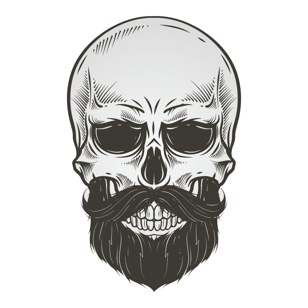 Bearded Skull Illustration Vector Drawing Beard PNG Image