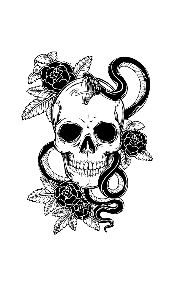 Tattoo Flower Skull Calavera T-Shirt Snake PNG Image